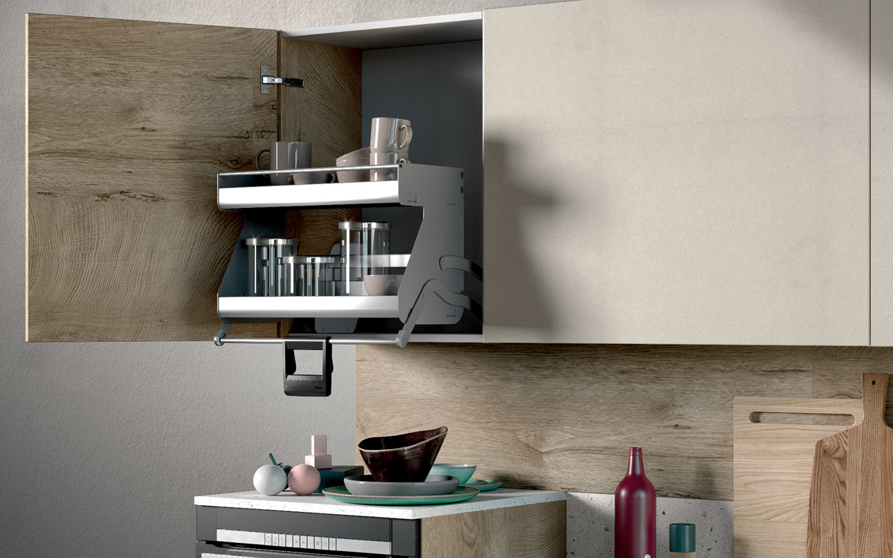 Cucina isola vano a estrazione accessoriato