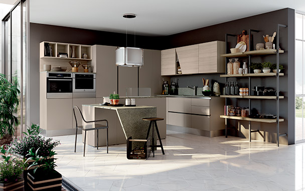 Cucina moderna completa con anta gola