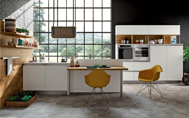 Cucina due lati finitura Colorato