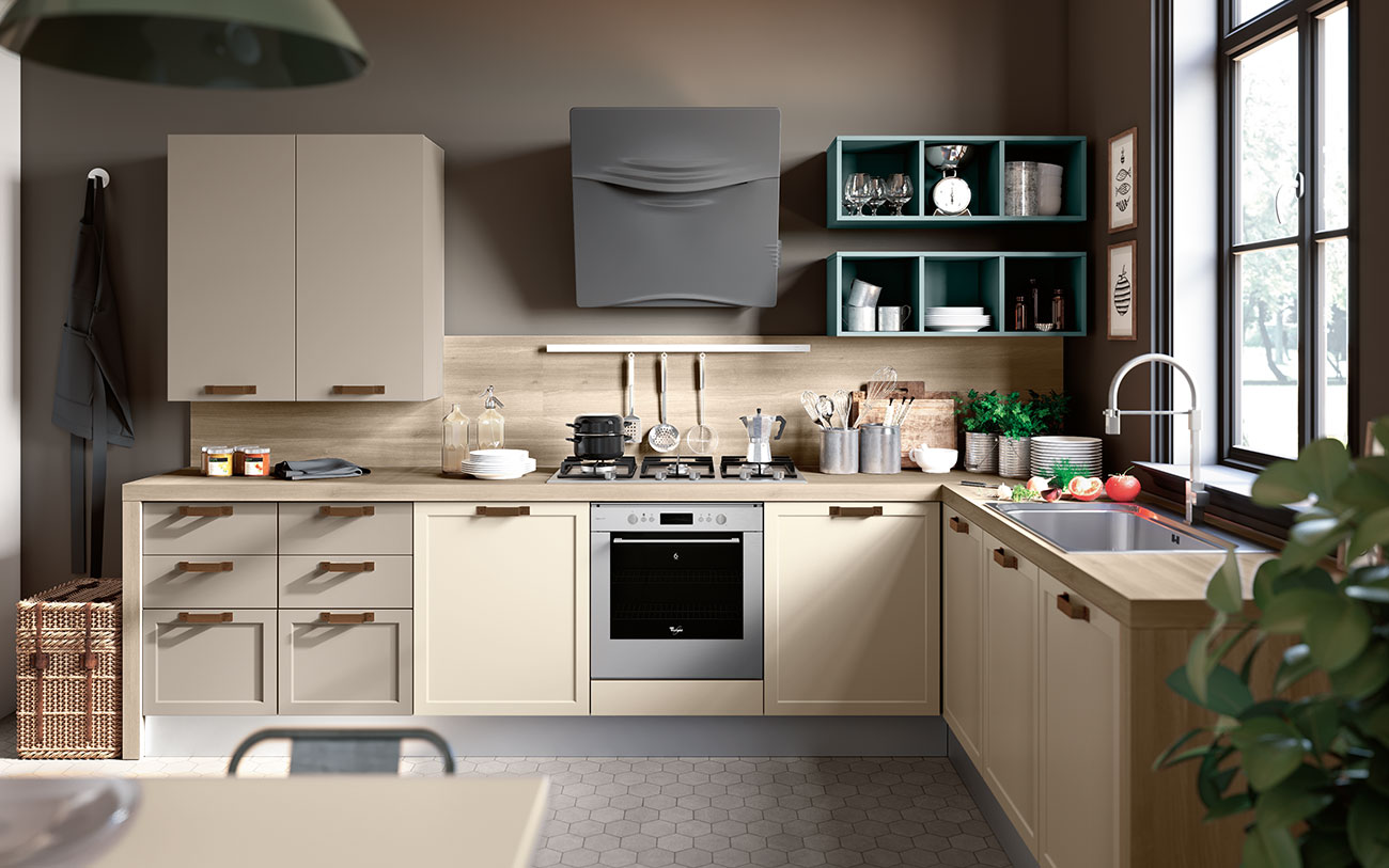 Cucina angolare - sviluppo orizzontale