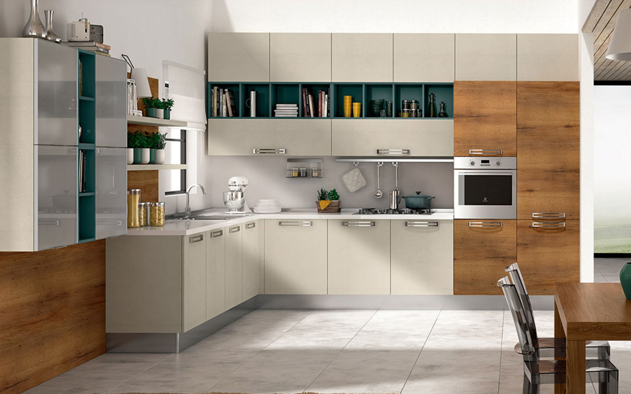 Cucina angolare - Anta liscia