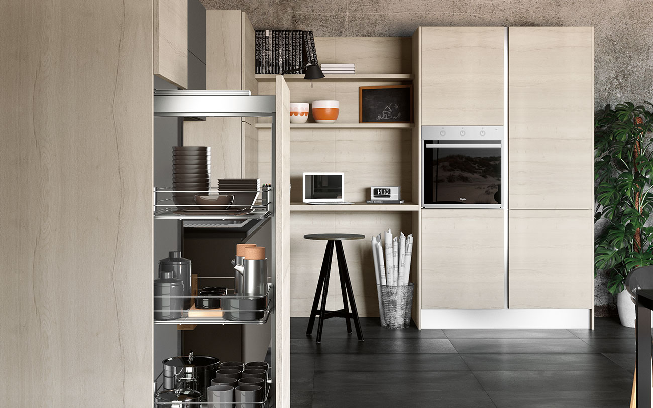 Cucina angolare - moduli a estrazione attrezzati