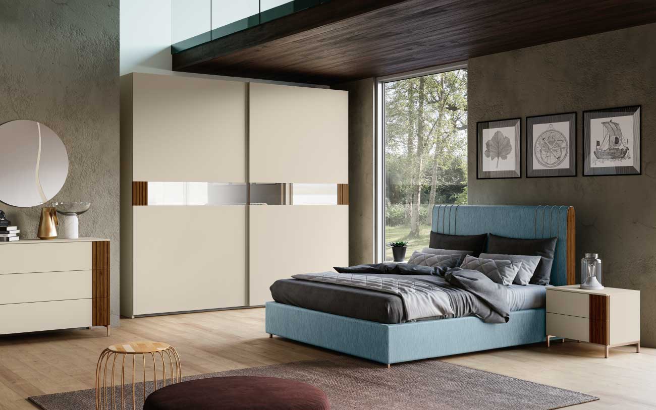 Camera da letto matrimoniale vcn041 completa di comò comodino letto e armadio coordinati