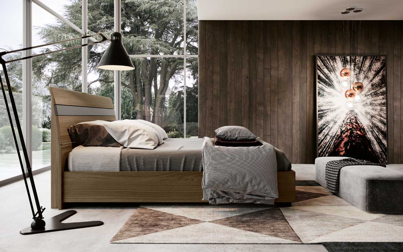 Letto matrimoniale in legno modello Onda