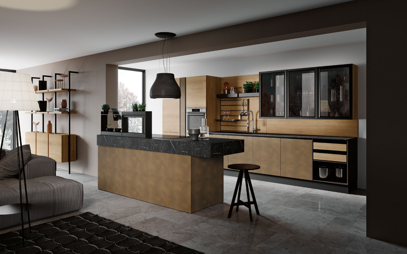 DM0661 cucina con isola cucina living