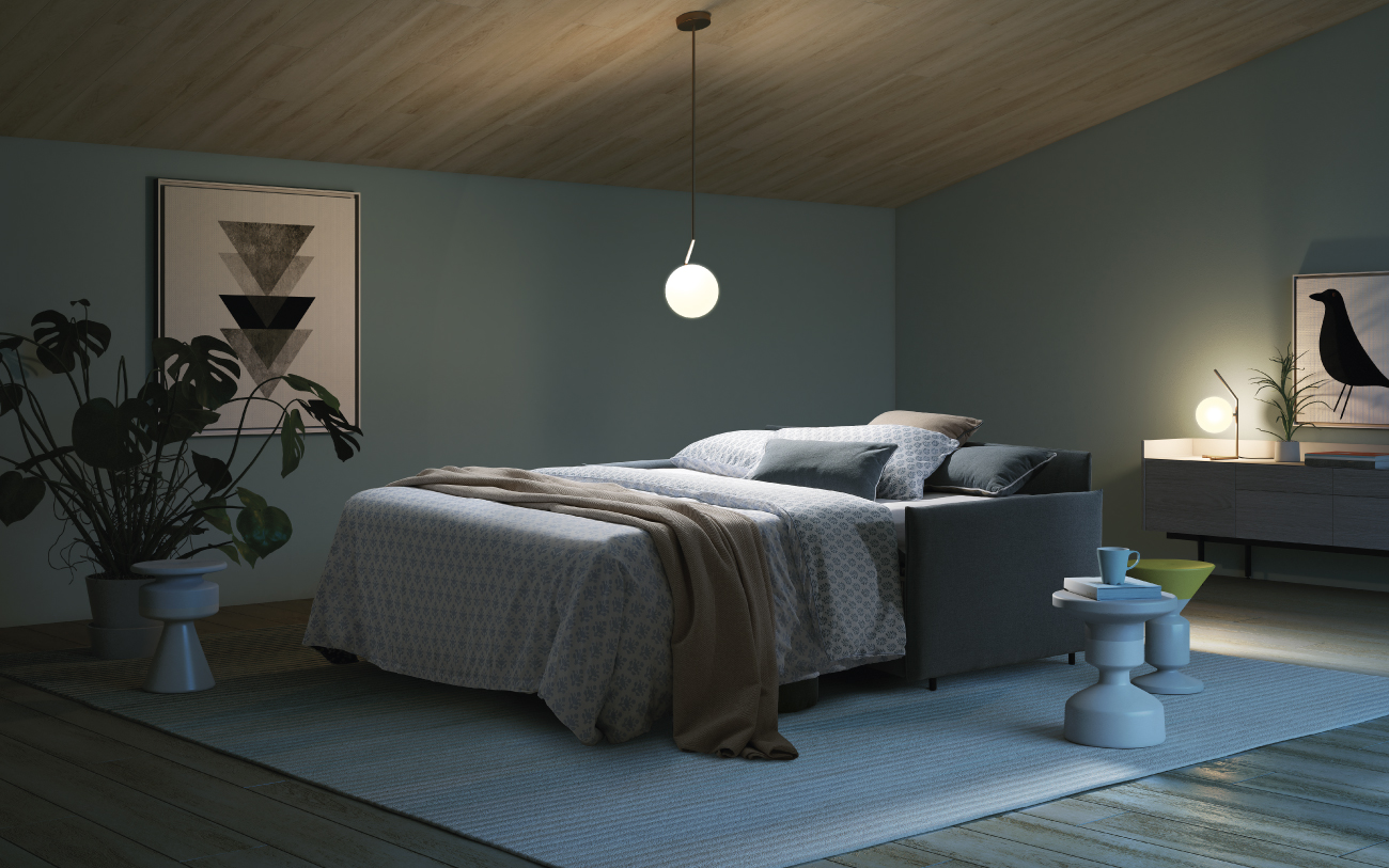 NAXOS divano letto in tessuto 3 posti notturna