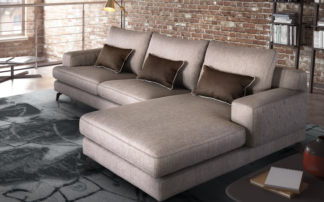 NIXON divano in tessuto 3 posti chaise longue particolare3