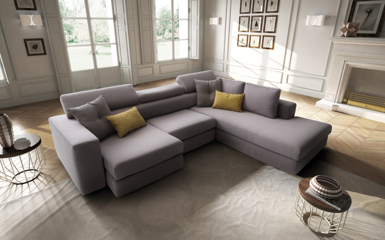 PALOMA divano in tessuto con chaise longue particolare3