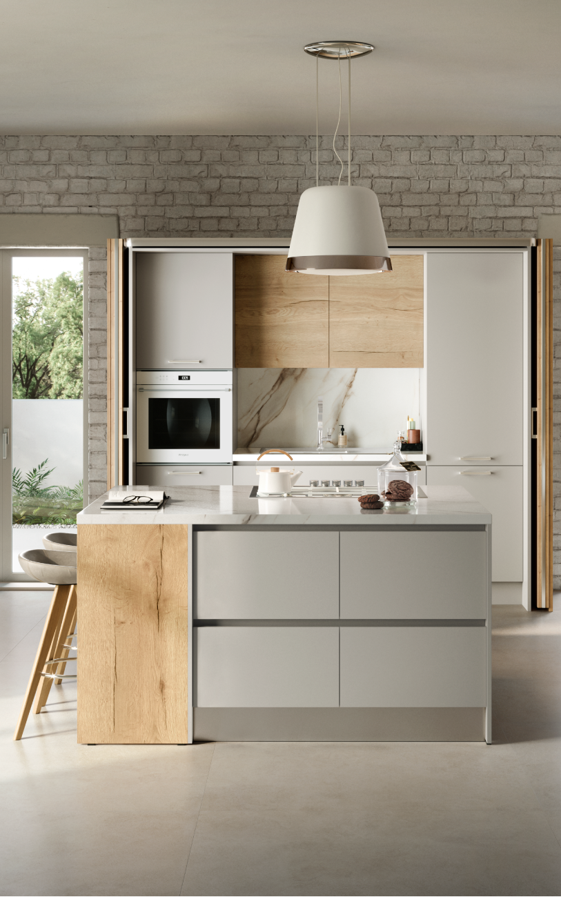Cucina componibile con isola | W0002 pensarecasa.mom particolare pocket door
