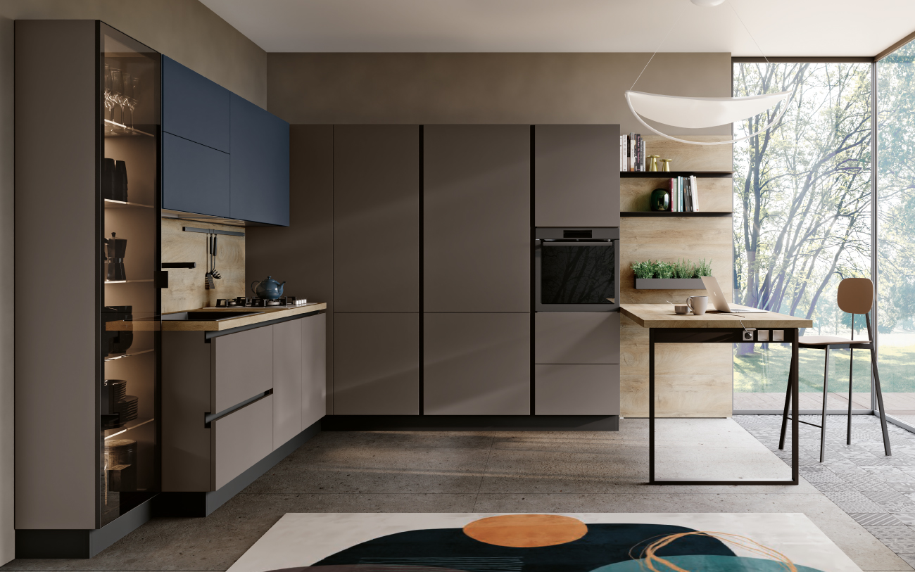 Ufficio in casa - cucina con penisola