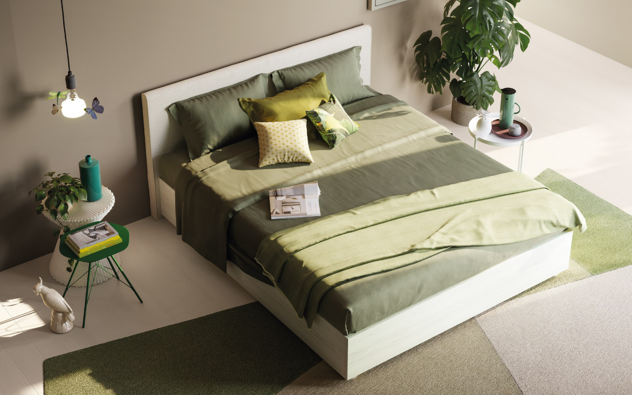 Letto matrimoniale contenitore Morbidone mixed pensarecasa.mom
