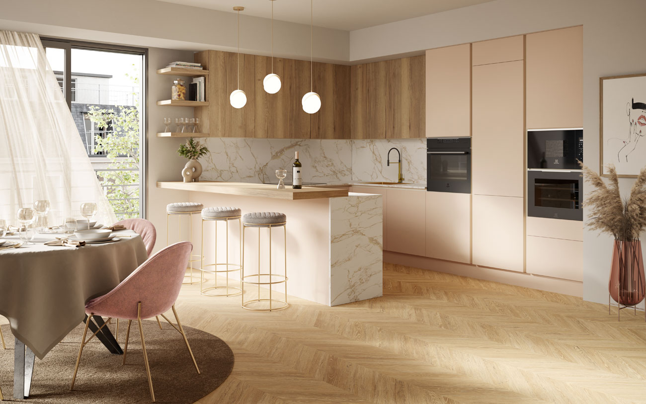 Cucina angolare con penisola cipria pensarecasa.mom