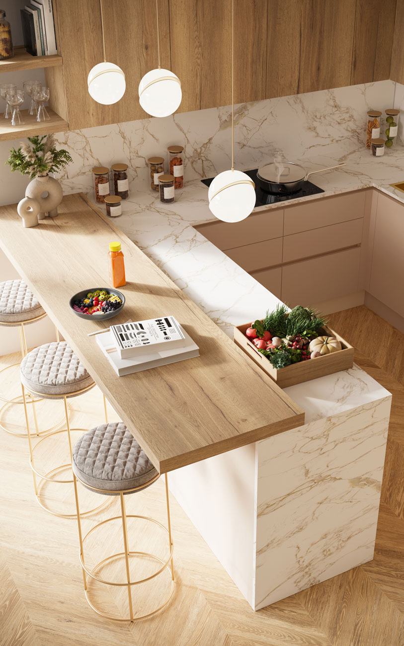 Cucina angolare con penisola cipria pensarecasa.mom