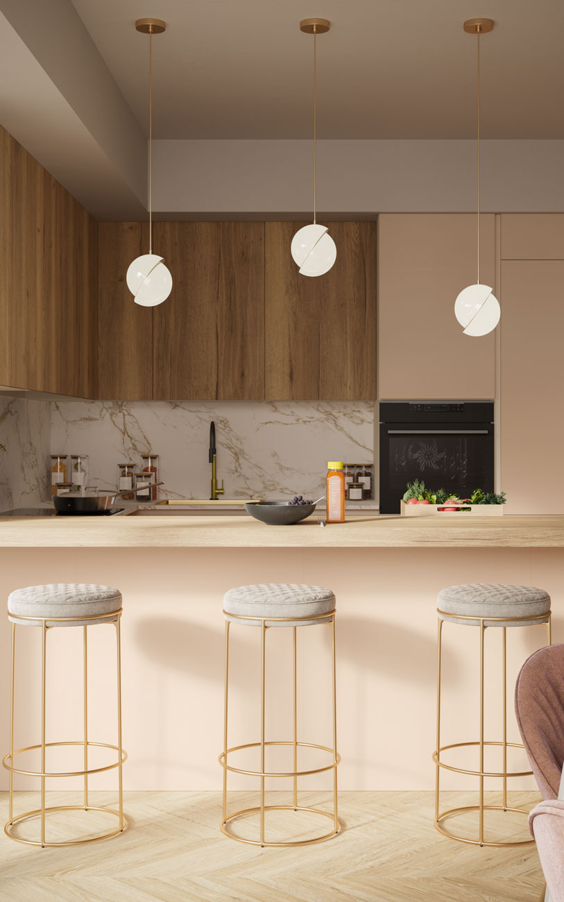 Cucina angolare con penisola cipria pensarecasa.mom