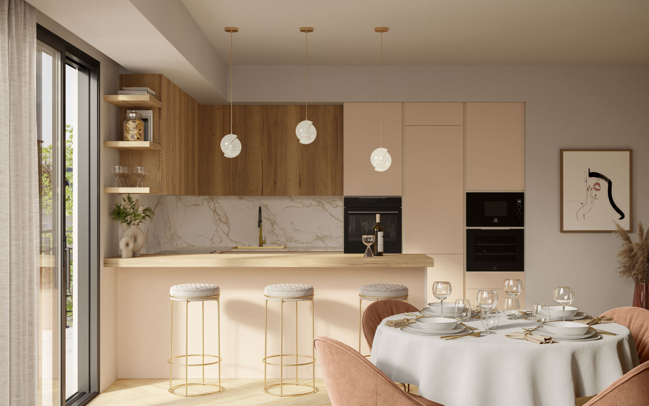 Cucina angolare con penisola cipria pensarecasa.mom