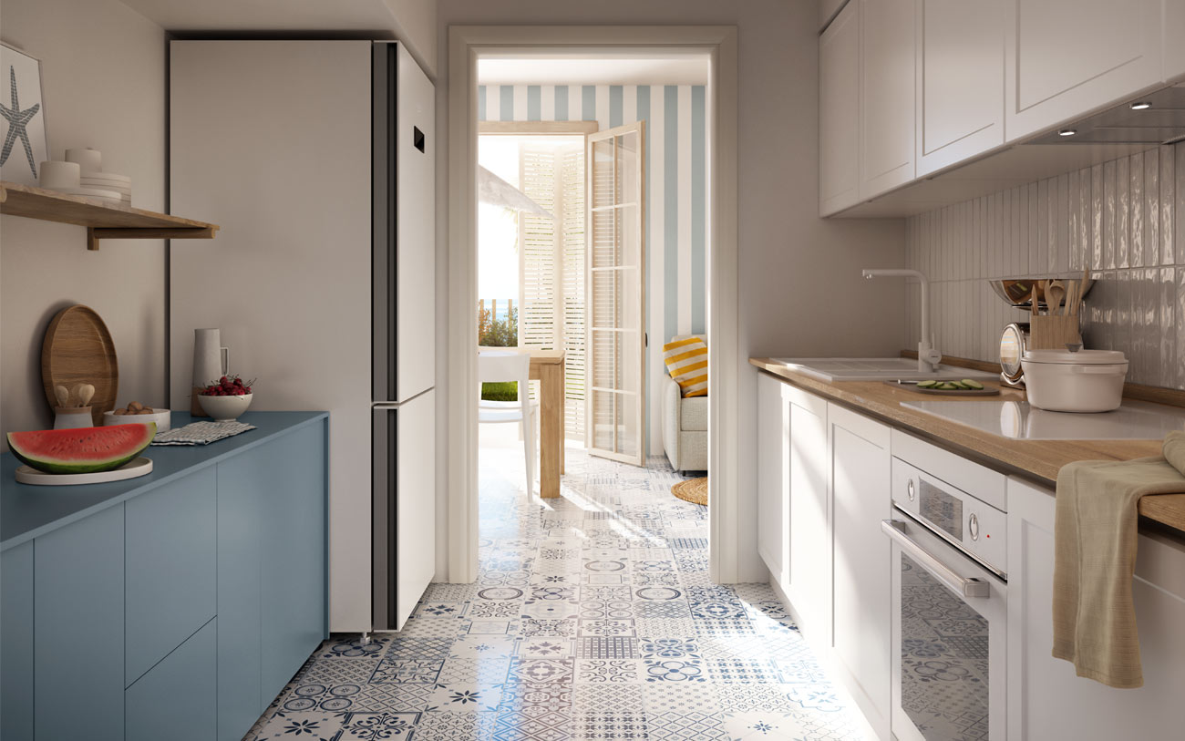 Cucina lineare casa al mare Pensarecasa
