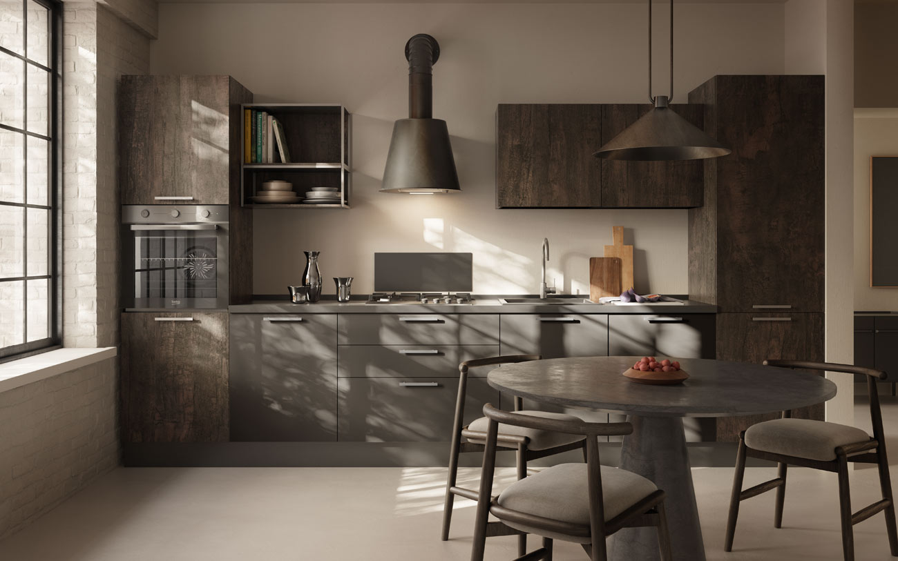 Cucina lineare industrial pensarecasa