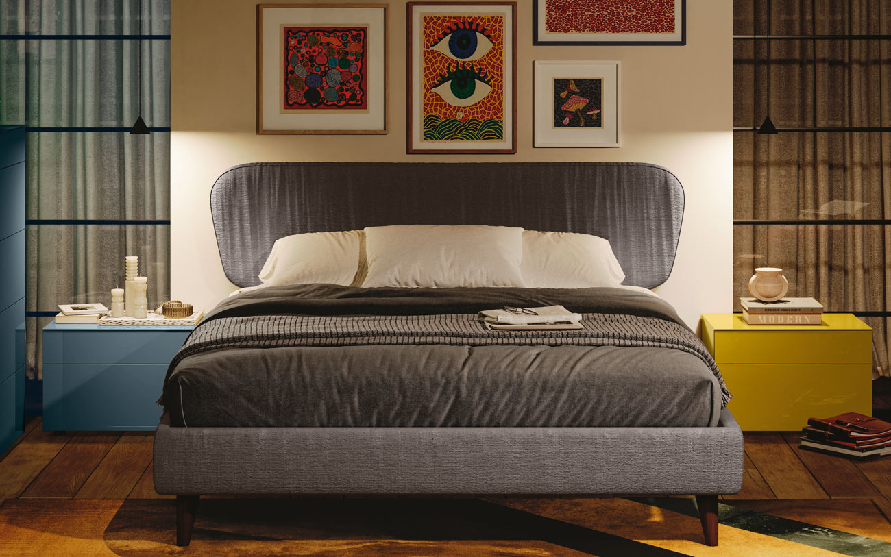 Letto matrimoniale Scudo in tessuto pesarecasa