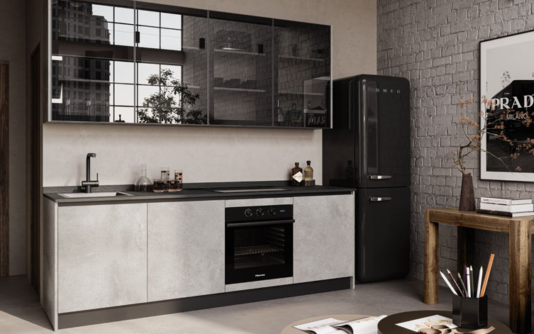 Cucina in Spatolato Ardesia Cemento Pensarecasa