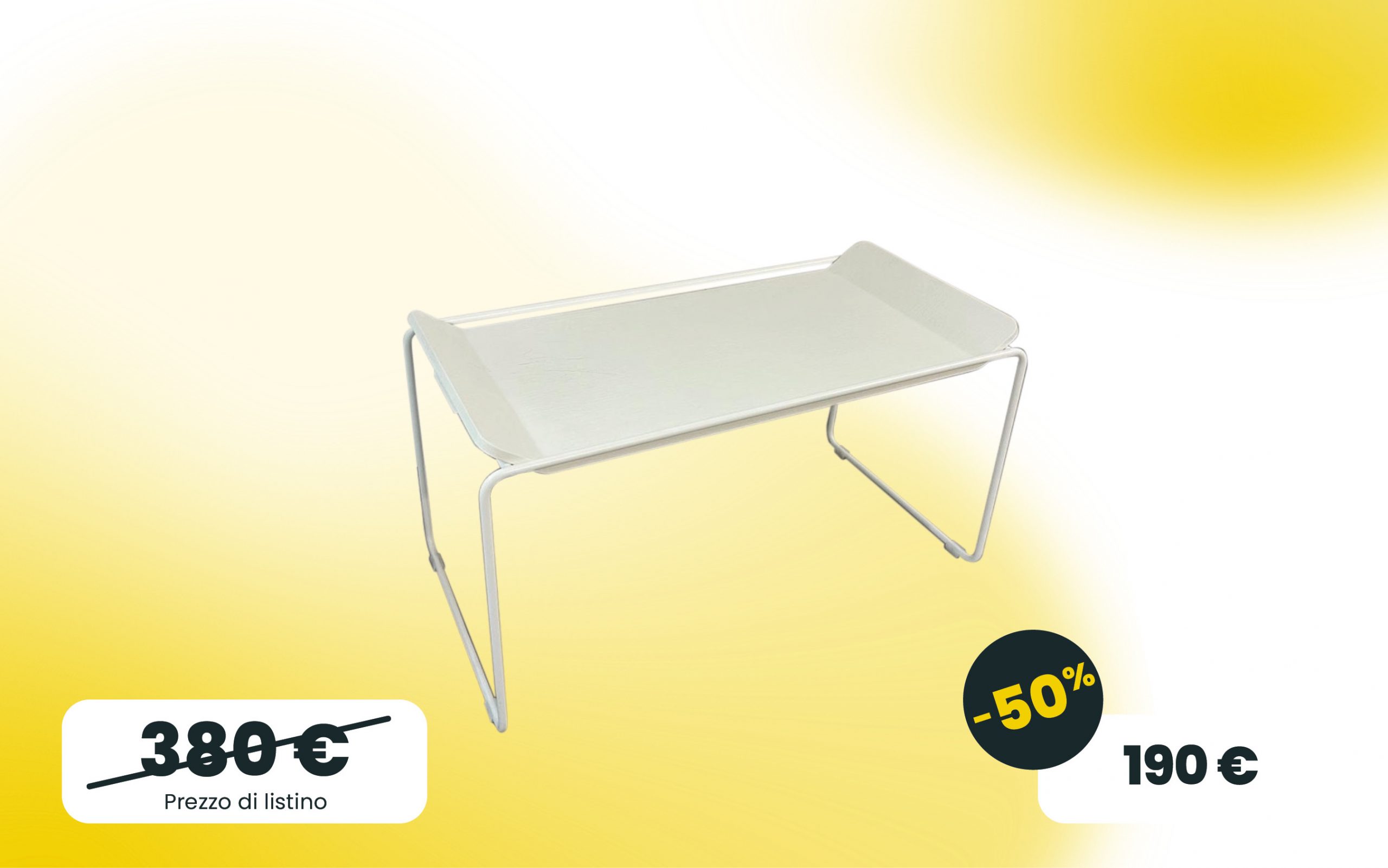 Tavolino Calligaris con struttura in metallo Bianco e piano Bianco opaco